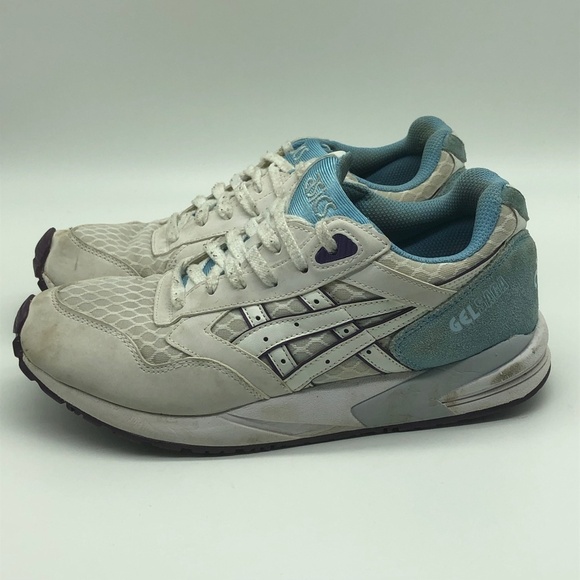 Asics Shoes Women's 8 Gel Saga Walking White Blue Casual Sneakers - Picture 3 of 8